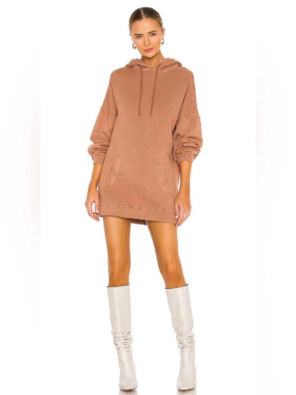 Lovers and Friends oversized Hooded Sweatshirt dress in Mocha Nude Size Medium
